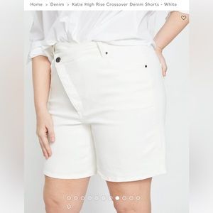 Katie High Rise Crossover Denim Shorts - 22